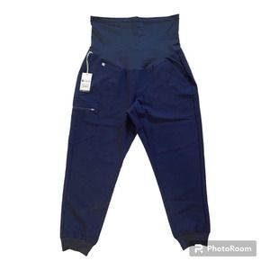FIGS Women's Zamora Maternity Jogger Petite Scrub Pants Navy Blue Size Large LP